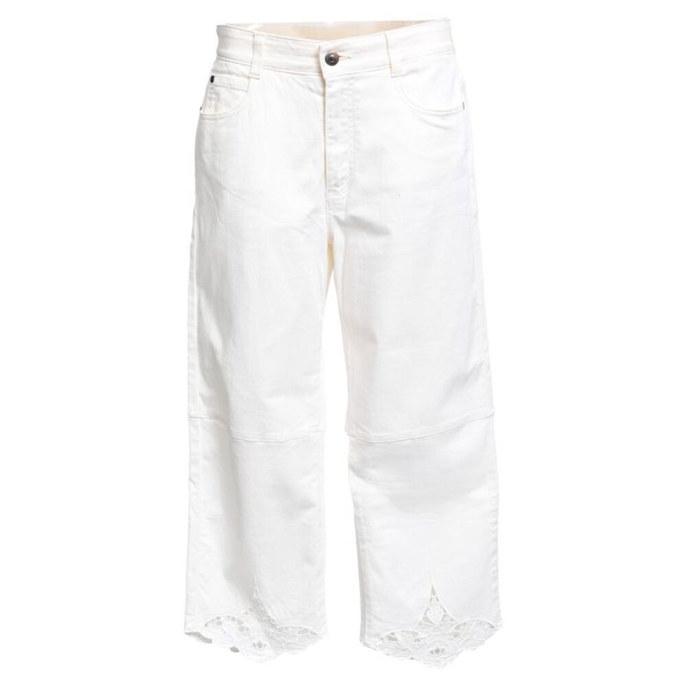 Stella McCartney Lace Embroidered Jeans in White Cotton